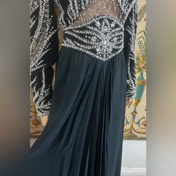 Vintage Black Tie Oleg Cassini Dress - Picture 3 of 16